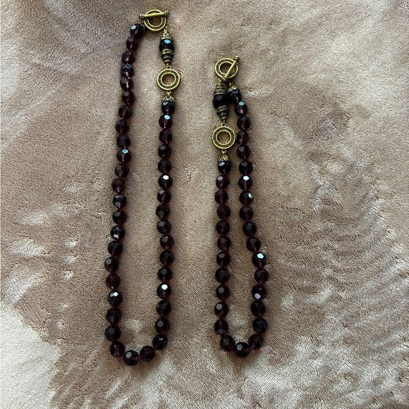 Heidi Daus Champagne Amethyst & Gold Double Necklace & Clip On Earrings Set - Picture 12 of 17